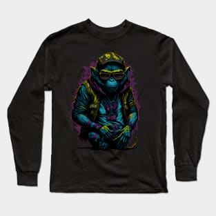 Cool Monkey Lover Sunglasses Art Long Sleeve T-Shirt